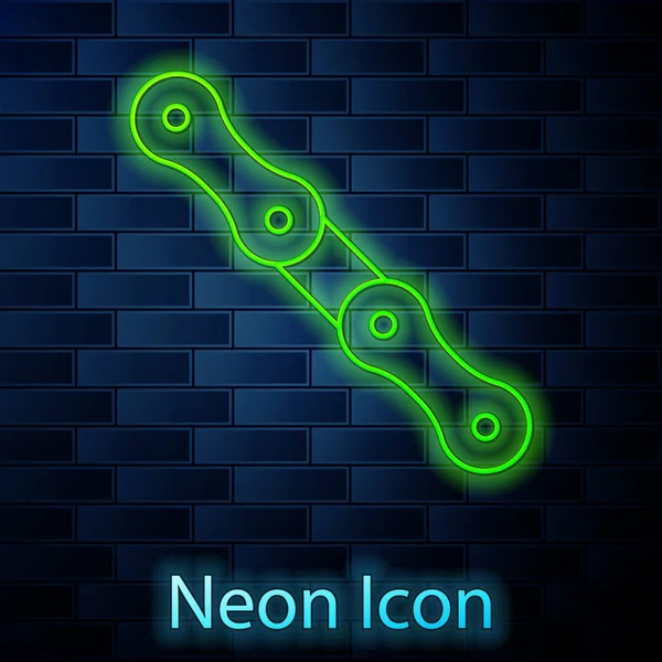 Ragyogó neon vonal Autólánc ikon elszigetelt téglafal háttér. Vektor — Stock Vector