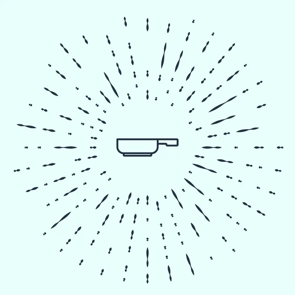 Línea negra Icono de sartén aislado sobre fondo gris. Símbolo de comida asada o frita. Puntos aleatorios de círculo abstracto. Vector — Archivo Imágenes Vectoriales