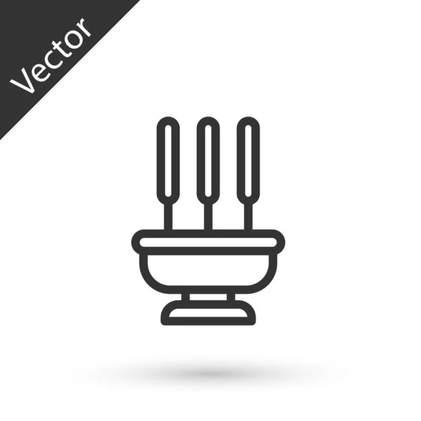 Linha cinza Queima incenso aromático varas ícone isolado no fundo branco. Vetor — Vetor de Stock