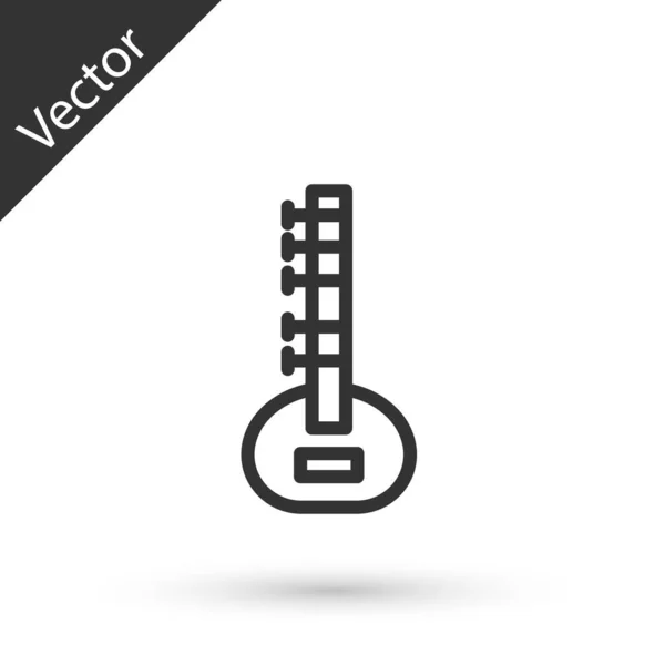 Línea gris Sitar icono de instrumento de música clásica aislado sobre fondo blanco. Vector — Vector de stock