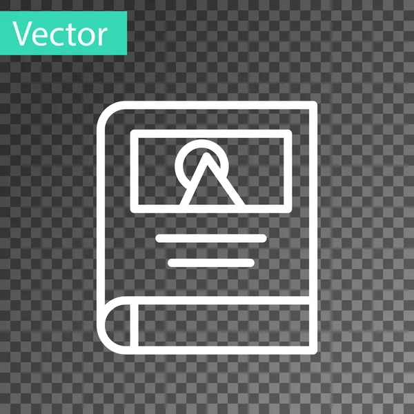 Línea blanca Icono de galería de álbum de fotos aislado sobre fondo transparente. Vector — Vector de stock