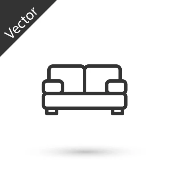 Linha cinza ícone do sofá isolado no fundo branco. Vetor — Vetor de Stock