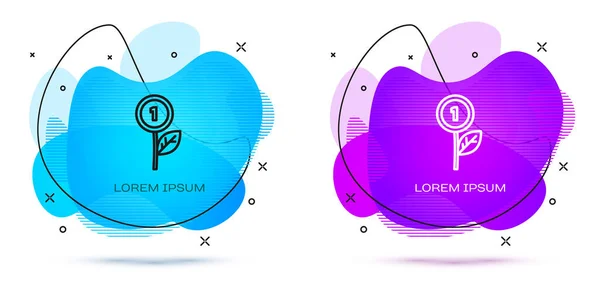 Ligne Dollar icône de plante isolé sur fond blanc. Concept de croissance des investissements des entreprises. Épargne et investissement. Bannière abstraite aux formes liquides. Vecteur — Image vectorielle