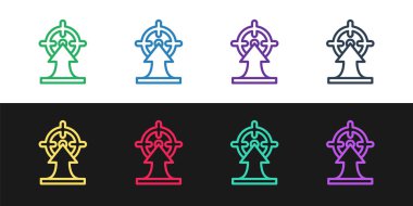 Hedef satırını belirle. Hedef finansal hedef kavramı simgesi siyah ve beyaz arka planda izole edildi. Sembolik hedeflere ulaşım, başarı. Vektör