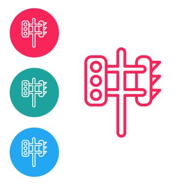 Kırmızı çizgi trafik ışığı simgesi beyaz arkaplanda izole edildi. Simgeleri daire düğmelerine ayır. Vektör