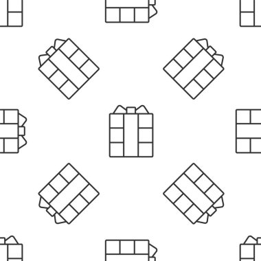 Gri çizgi hediye kutusu simgesi beyaz arka planda izole edilmiş kusursuz desen. Vektör