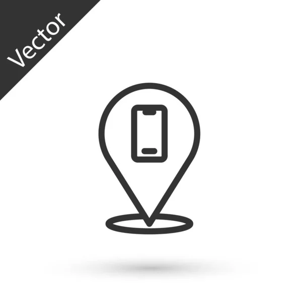 Linha cinza ícone de serviço de reparo de telefone isolado no fundo branco. Ajuste, serviço, configuração, manutenção, reparação, fixação. Vetor — Vetor de Stock