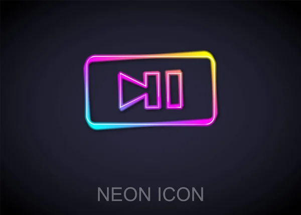 Ligne lumineuse néon Pause icône bouton isolé sur fond noir. Vecteur — Image vectorielle