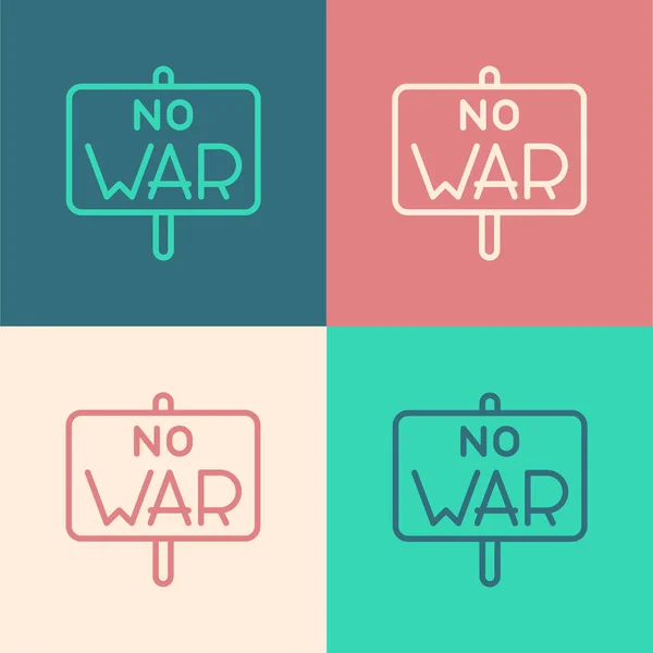 Pop art line Aucune icône de guerre isolée sur fond de couleur. Le symbole de la paix. Vecteur — Image vectorielle