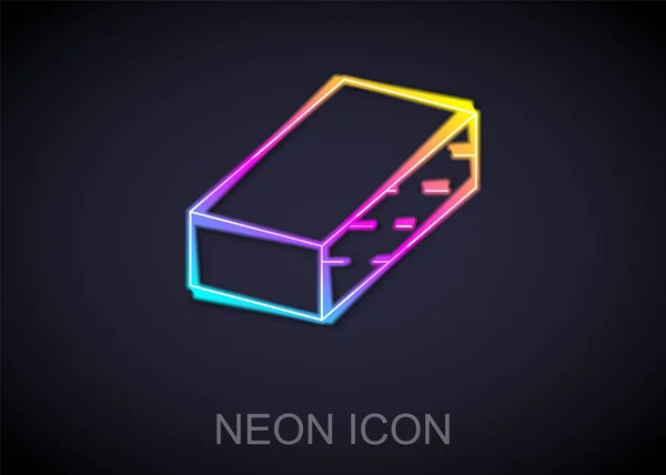 Leuchtende Neon Line Nagelfeile Symbol isoliert auf schwarzem Hintergrund. Maniküre-Werkzeug. Vektor — Stockvektor