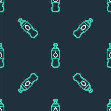 Bir şişe su ikonu siyah arka planda izole edilmiş. Soda su içme tabelası. Vektör