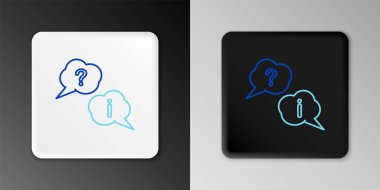 Gri arkaplanda Soru ve Ünlem simgesinin izole edildiği satır konuşma balonları. SSS işareti. Dosyaları kopyala, konuşma balonu ve grafiğini çıkar. Renkli taslak konsepti. Vektör