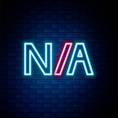 Parlayan neon çizgisi uygulanamaz simge tuğla duvar arka planında izole edildi. Renkli taslak konsepti. Vektör