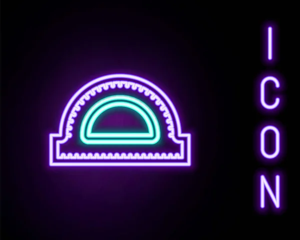 Leuchtende Neon Linie Winkelraster Zur Messung Von Grad Symbol Isoliert — Stockvektor