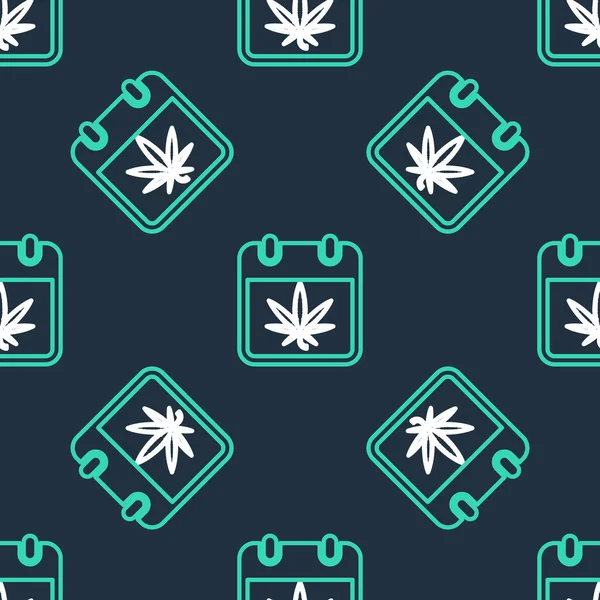 Line Calendar Marijuana Cannabis Leaf Icon Isolated Seamless Pattern Black — Stock Vector