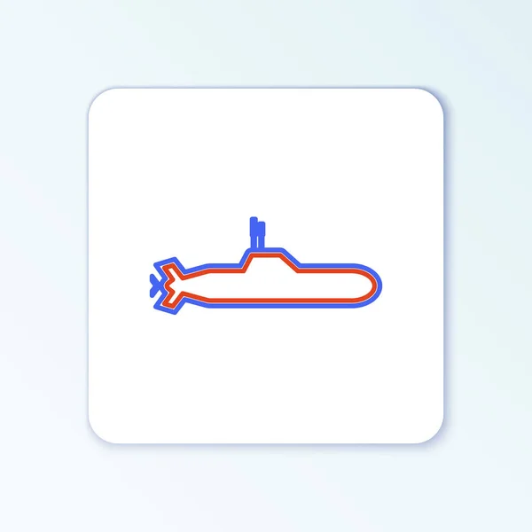 Line Submarine Icon Isolated White Background Military Ship Colorful Outline — Stock Vector