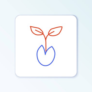 Beyaz arkaplanda çizgi filizi simgesi izole edildi. Tohum ve tohum. İşaret bırakıyor. Yaprak doğası. Renkli taslak konsepti. Vektör