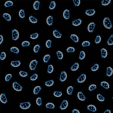 Tortilla ikonlu Taco hattı siyah arka planda izole edilmiş. Geleneksel Meksika fast food menüsü. Vektör