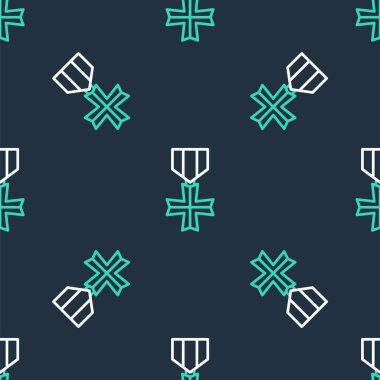 Askeri ödül ikonu siyah arka planda izole edilmiş kusursuz desen. Ordu işareti. Vektör