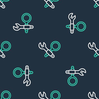 Satır Hata Ayıklama simgesi siyah arkaplanda izole edilmiş kusursuz desen. Hata ayıklama aracı. Böcek programlama için büyüteç. Yazılım deneniyor ve ayarlanıyor. Vektör