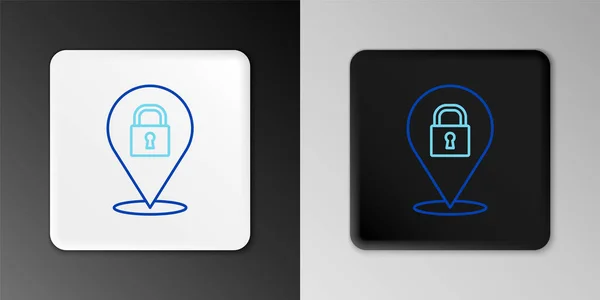 Línea Localización Icono Bloqueo Aislado Sobre Fondo Gris Concepto Llave — Vector de stock