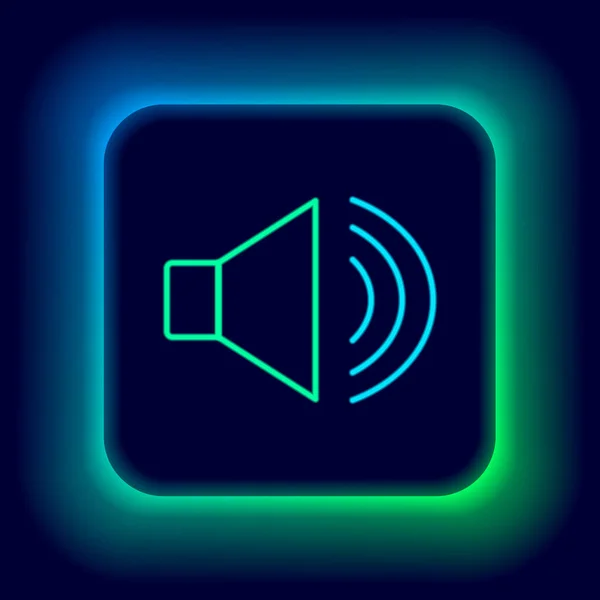 Leuchtende Neon Line Lautsprecher Lautstärke Audio Voice Sound Symbol Medien — Stockvektor