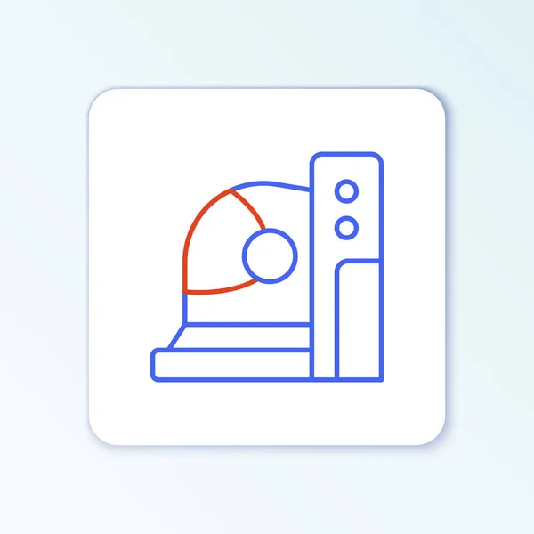 Lijn Astronaut Helm Pictogram Geïsoleerd Witte Achtergrond Kleurrijk Concept Vector — Stockvector