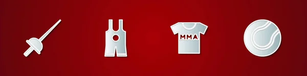 Set Fencing Wrestling Singlet Shirt Com Mma Clube Luta Ícone —  Vetores de Stock