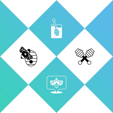 Kovan 'ı arılar, Bee, Bal Çubuğu ve ikon için hazırla. Vektör