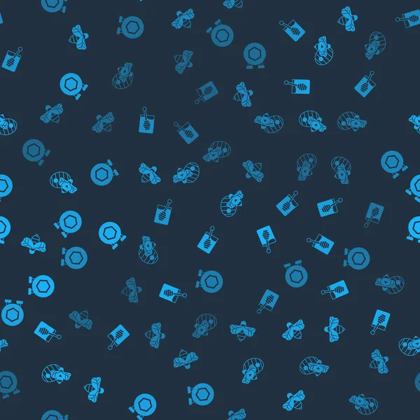 Bee 'yi, Bal Çubuğu' nu, Arılar için Kovan 'ı ve dikişsiz desenli bal peteği ile asılma işaretini ayarla. Vektör