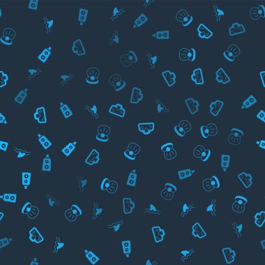 Köpekbalığı, İnci, Dalış maskesi ve Ölçü ölçeğini kusursuz desene ayarlayın. Vektör