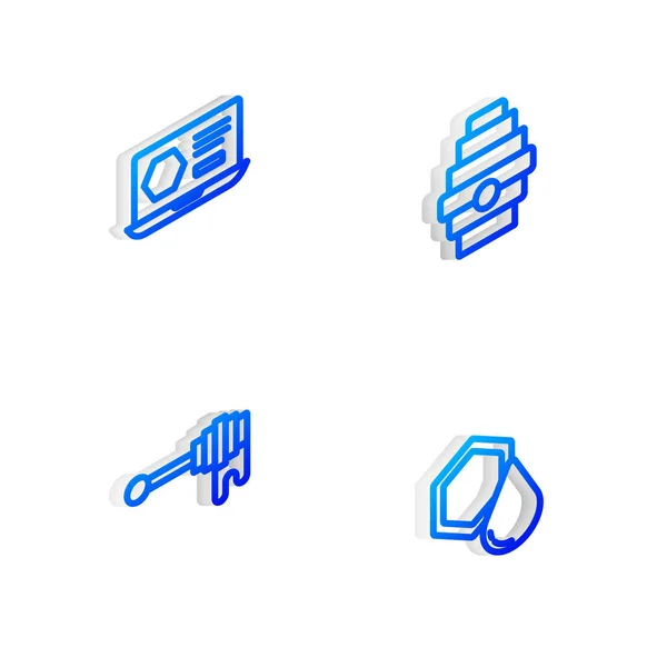 Set Isometric Line Ruche Pour Les Abeilles Service Ligne Miel — Image vectorielle