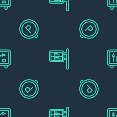 Ublic taşıma tahtası, park ve yol trafik işaretlerini pürüzsüz desene ayarlayın. Vektör