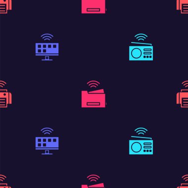 Akıllı radyo, TV sistemi, yazıcı ve kusursuz şablona ayarla. Vektör