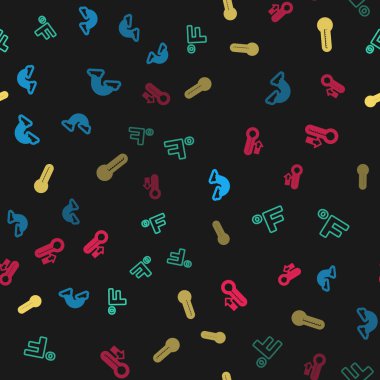 Gökkuşağını bulutlu, Fahrenheit, Meteoroloji termometresi ve kusursuz desenli ayarla. Vektör