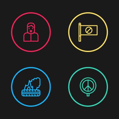 Yanan lastikler, Barış, Protesto, Sansür ve konuşma özgürlüğü ikonu. Vektör