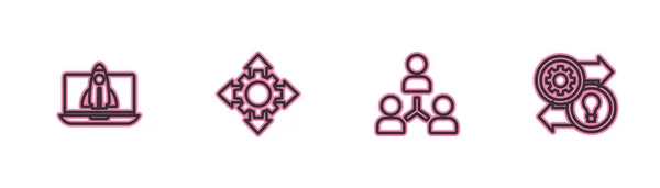 Set line Startup project concept, Project team base, and Human resources icon. Vector — Stock Vector