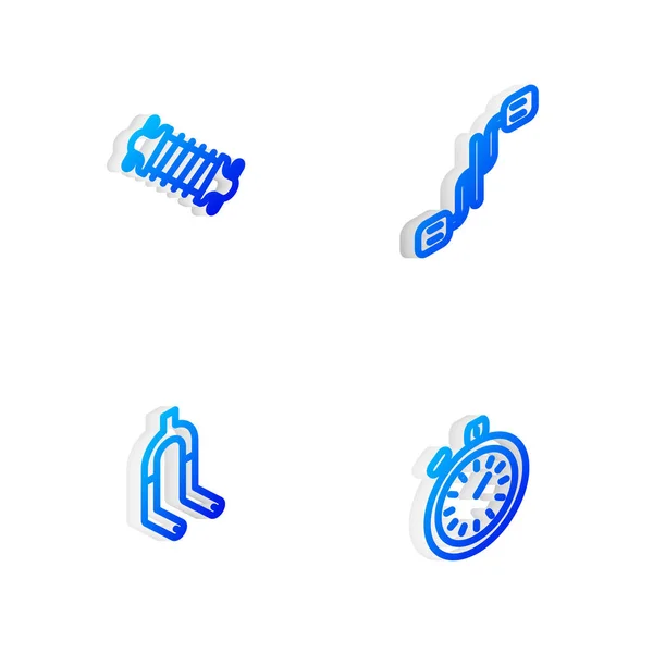 Set Isometric line Bicycle pedals, suspension, fork and Stopwatch icon. Vektor — Stockový vektor