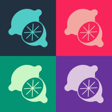 Pop sanat limon simgesi renk arkaplanında izole edilmiş. Vektör