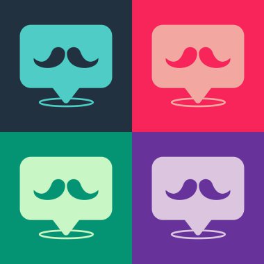 Pop Art Bıyık simgesi renk arkaplanda izole edildi. Berber dükkanı sembolü. Yüz kılı stili. Vektör