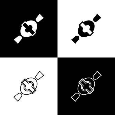 Candy simgesini siyah beyaz arkaplanda izole et. Mutlu Cadılar Bayramı Partisi. Vektör