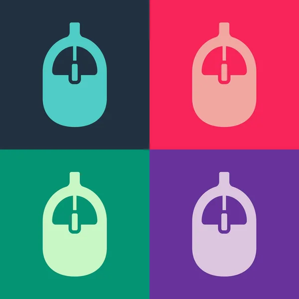 Pop art Počítač ikona myši izolované na barevném pozadí. Optický se symbolem kola. Vektor — Stockový vektor