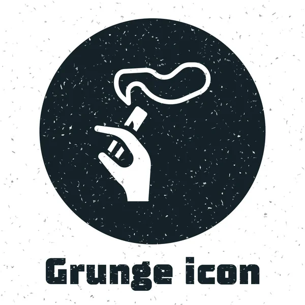 Grunge Hand con icono de cigarrillo aislado sobre fondo blanco. Signo de tabaco. Dibujo vintage monocromo. Vector — Archivo Imágenes Vectoriales