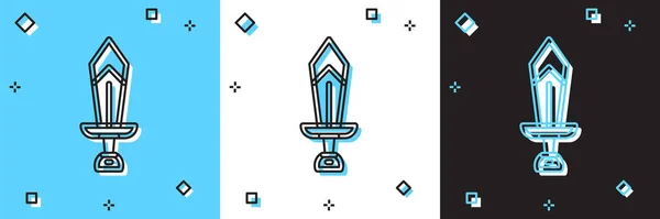 Set épée pour icône de jeu isolé sur fond bleu et blanc, noir. Vecteur — Image vectorielle
