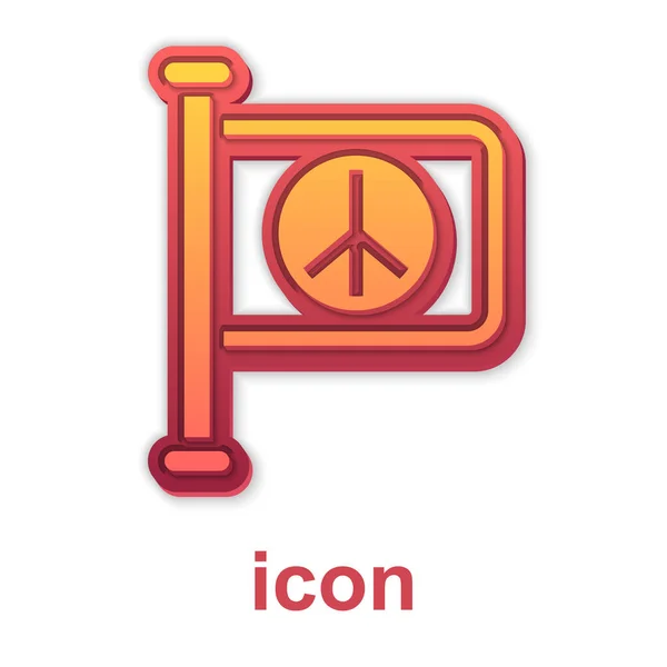 Gold Flag peace icon isolated on white background. Hippie symbol of peace. Vector — Stock Vector