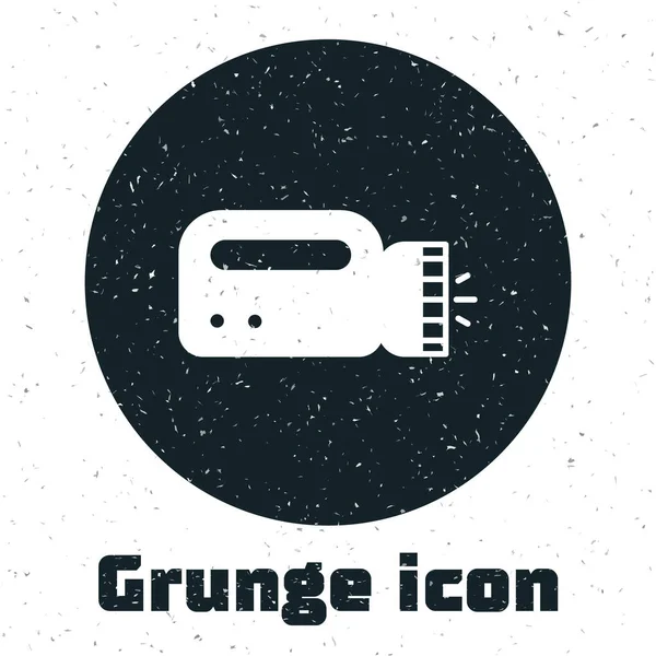 Linterna Grunge para buzo icono aislado sobre fondo blanco. Equipo submarino de buceo. Dibujo vintage monocromo. Vector — Archivo Imágenes Vectoriales