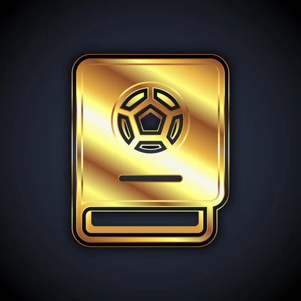 Gold Football icône livre d'apprentissage isolé sur fond noir. Vecteur — Image vectorielle