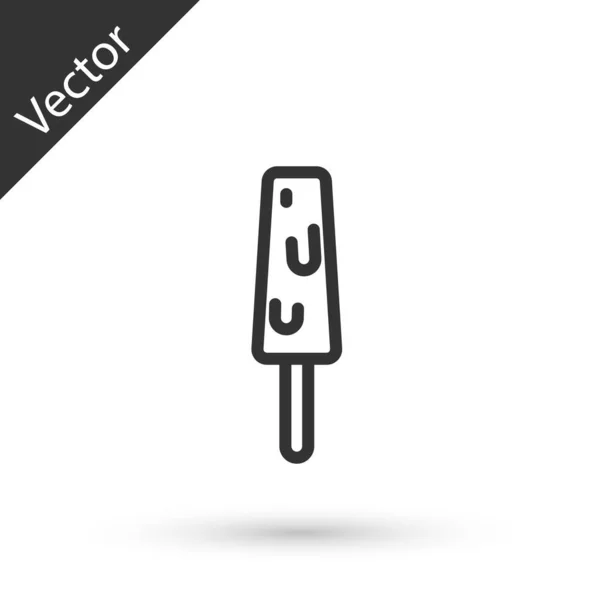 Grey line Ice cream on stick icon isolated on white background. Sweet symbol. Vector — Stock Vector