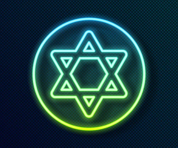 Glödande neon linje Star of David ikonen isolerad på svart bakgrund. Judisk religionssymbol. Israels symbol. Vektor — Stock vektor
