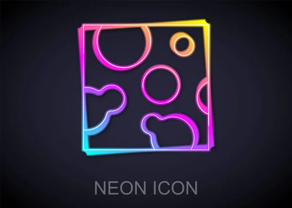 Ragyogó neon vonal Sajt ikon elszigetelt fekete háttérrel. Vektor — Stock Vector